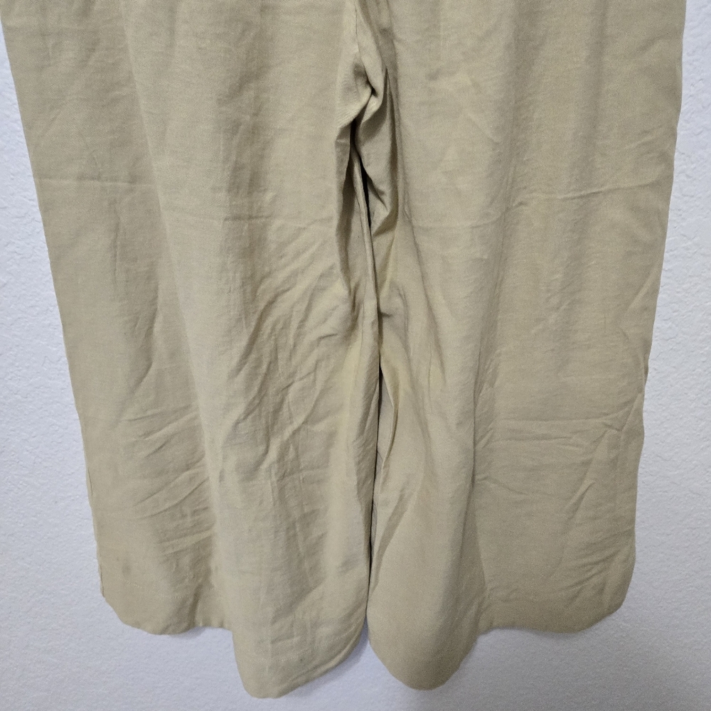 Vince Belted Palazzo Culotte Pant maiz yellow tan high waist rise Casual crop - Picture 9 of 12